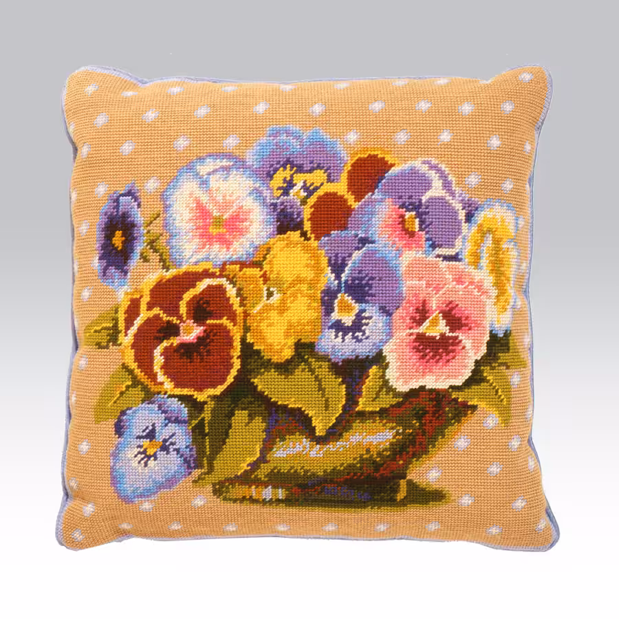 EHRMAN - Pansy Bowl Biscuit útsaumspúði